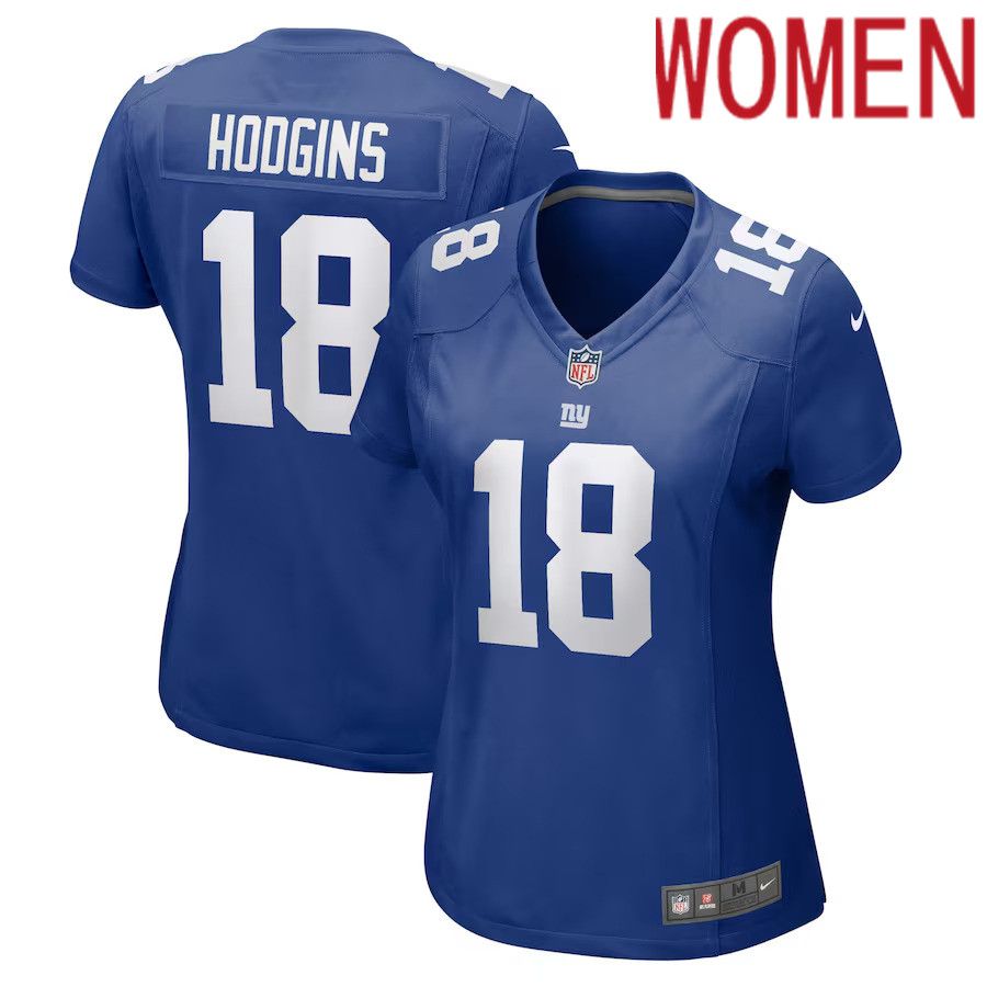 Women New York Giants #18 Isaiah Hodgins Nike Royal Home Game Player NFL Jersey->women nfl jersey->Women Jersey